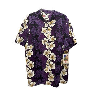 Vintage Hilo Hattie Hawaiian Aloha Shirt Luau Purple Tropical USA Size 1X New